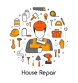 House Repair Renovation Line Art Thin Icons Set House Repair Renovation Line Art Thin Icons Set vector image