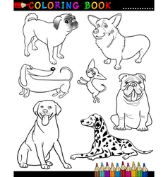 Cartoon Dogs for Coloring Book or Page vector image