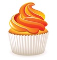 Cupcake with orange cream vector image