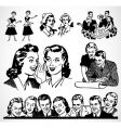 Retro men and women vector image