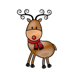 Happy cartoon christmas reindeer with scarf Happy cartoon christmas reindeer with scarf vector image