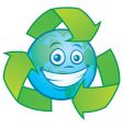Earth cartoon with recycle symbol vector image