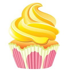 Cupcake with yellow cream vector image
