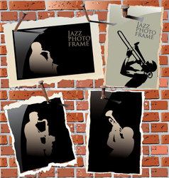Jazz - photo frames on brick wall vector image