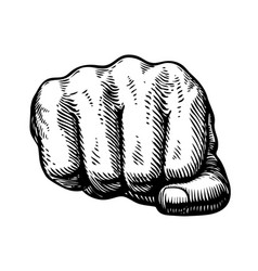 Fist hand gesture sketch punch symbol vector image