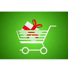 Trolley with a gift inside vector image