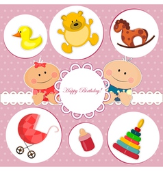 Baby birthday card Baby birthday card vector image