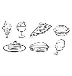 Doodle designs of the different foods vector image