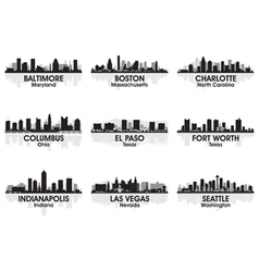 American cities skyline set 2 vector image