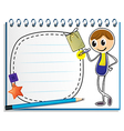 A notebook with an image of a boy writing vector image