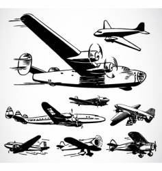 Retro airplanes vector image