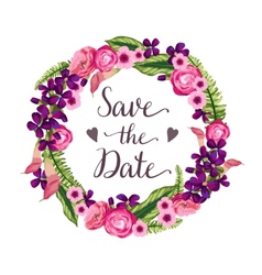 Hand-drawn vintage flower wreath vector image