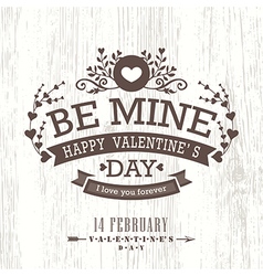 Valentine day card with floral vintage banner sign vector image