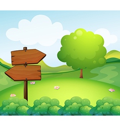 A wooden arrow board in the hill vector image