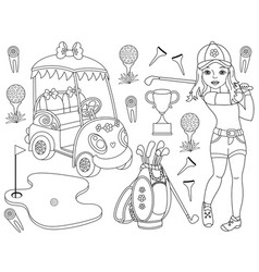 Black and white golf set vector image