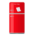 Red retro fridge with paper note vector image