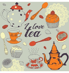 Seamless background Love tea vector image