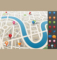 City map with gps icons vector image