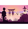 Geisha mountains vector image