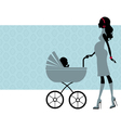 Pregnant mom with child in pram vector image