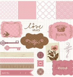 Scrapbook design elements - vintage love set vector image