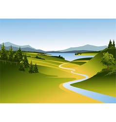 Mountain landscape with river Mountain landscape with river vector image