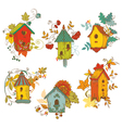 Decorative Autumn branches with Birdhouses vector image