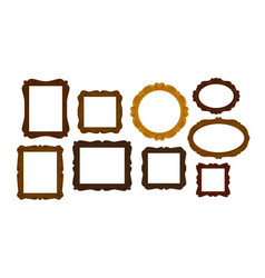 Collection of vintage wooden picture frames vector image
