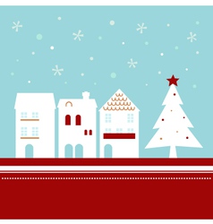 Xmas town on snowing background - vector image