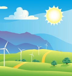 Wind turbines farm vector image