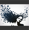 Woman with butterflies flying from her hair vector image