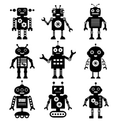 Robot silhouettes set vector image