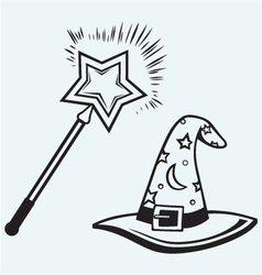 Magic hat and wand vector image