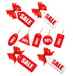 Red bow with card sale vector image