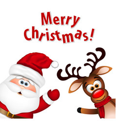 Funny Santa and Reindeer Funny Santa and Reindeer vector image