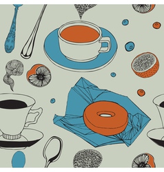 Seamless background with tea Breakfast vector image