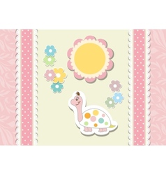 Vintage doodle baby tortoise vector image