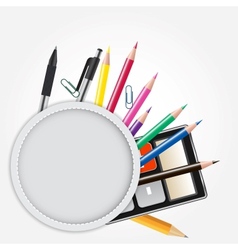 School theme background with different tools vector image
