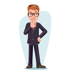 Decision making businessman male hand scratch chin vector image