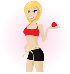 Diet woman with red apple vector image