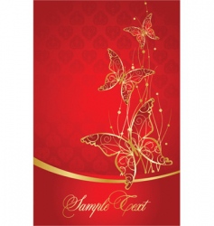 Elegant red background with butterfly vector image