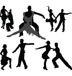 Dance people silhouette vector image