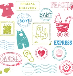 Baby stamp collection in color vector image
