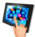 Tablet pc with colorful icons vector image