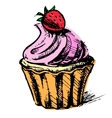 Creamy cup cake with delicious berry vector image