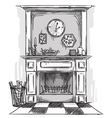Hand drawn fireplace vector image