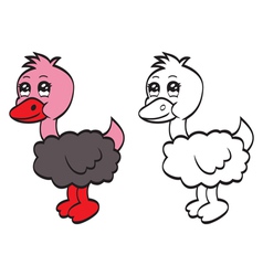 Cute cartoon ostrich vector image