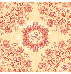 Red and cream floral seamless pattern vector image