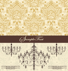 Vintage damask invitation card with chandelier vector image