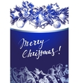 Christmas blue background with silver fir twigs vector image